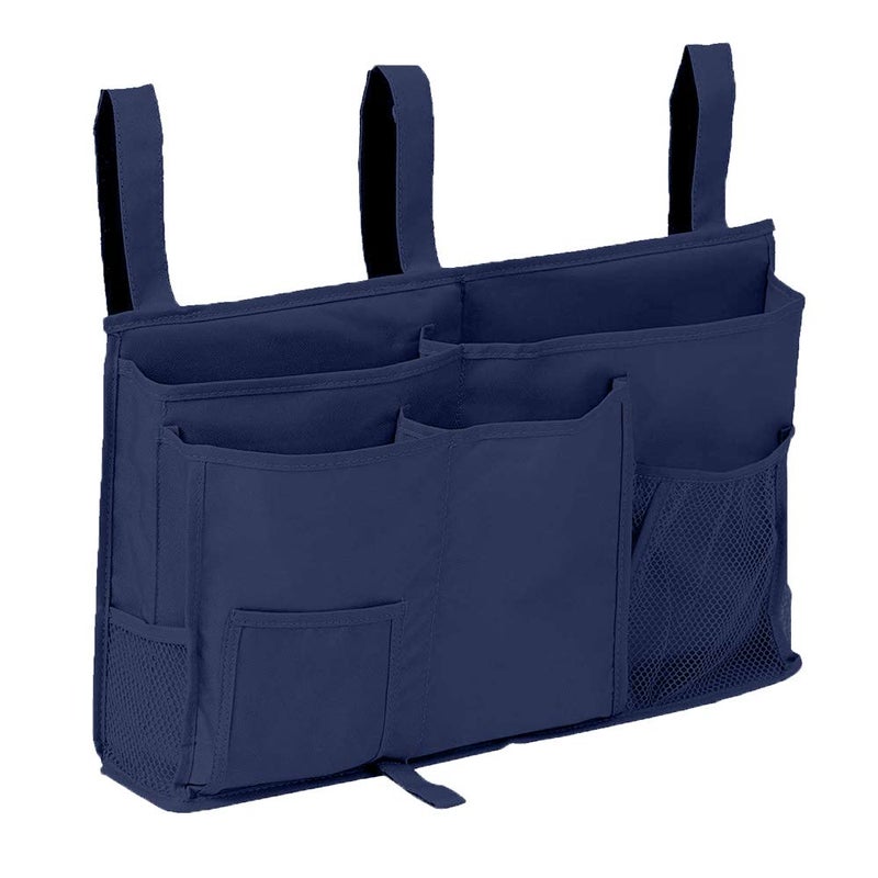 Createy Bunk Bed Organizer, Bedside Storage Caddy, Hanging Pocket for Camp, Dorm Room, Hospital Bed Rail and More (Navy Blue) - Image 1